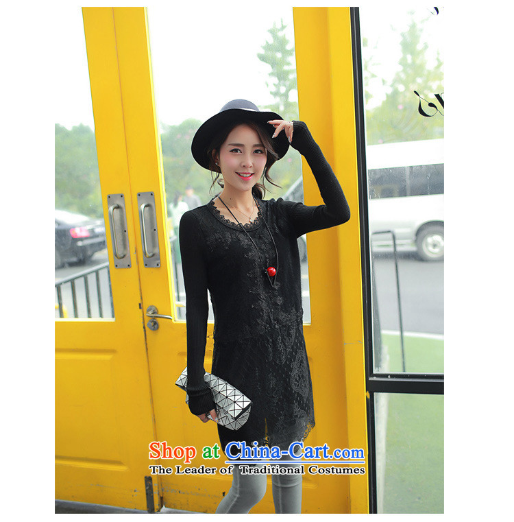 The Black Butterfly 2015 winter clothing new Korean women's long-sleeved lace stitching stingrays Knitted Shirt, forming the lint-free T-shirt black L picture, prices, brand platters! The elections are supplied in the national character of distribution, so action, buy now enjoy more preferential! As soon as possible.