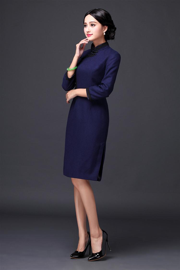Mano-hwan's 2015 winter new long-sleeved solid Stylish retro qipao gross? in improved long-sleeved wedding cheongsam dress navy XXXL picture, prices, brand platters! The elections are supplied in the national character of distribution, so action, buy now enjoy more preferential! As soon as possible.