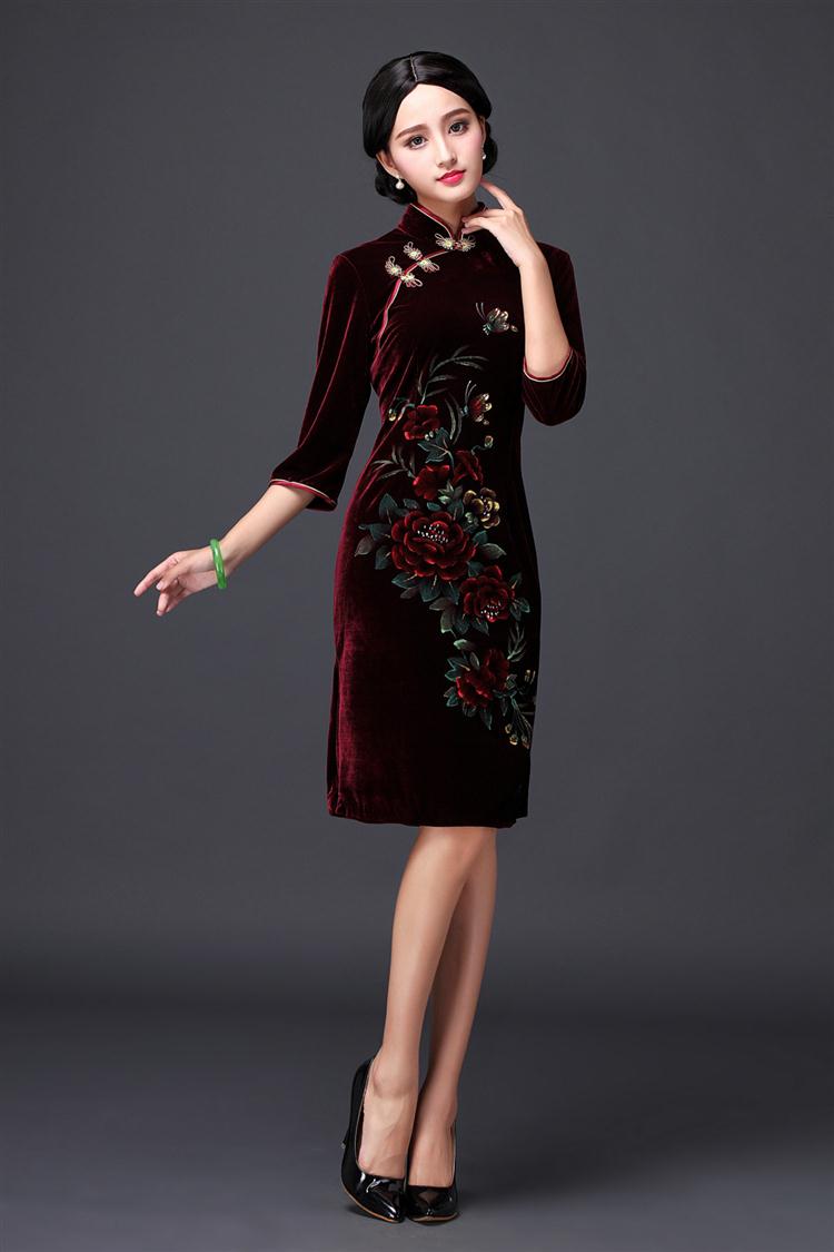 Mano-hwan's 2015 new banquet hand-painted silk cheongsam improvements really retro in long-sleeved cheongsam dress wine red M picture, prices, brand platters! The elections are supplied in the national character of distribution, so action, buy now enjoy more preferential! As soon as possible.