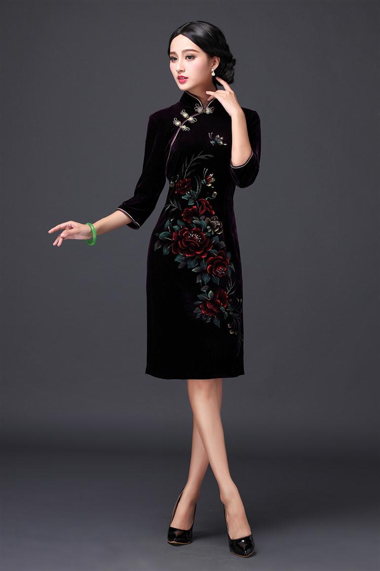 Mano-hwan's 2015 new banquet hand-painted silk cheongsam improvements really retro in long-sleeved cheongsam dress wine red M picture, prices, brand platters! The elections are supplied in the national character of distribution, so action, buy now enjoy more preferential! As soon as possible.