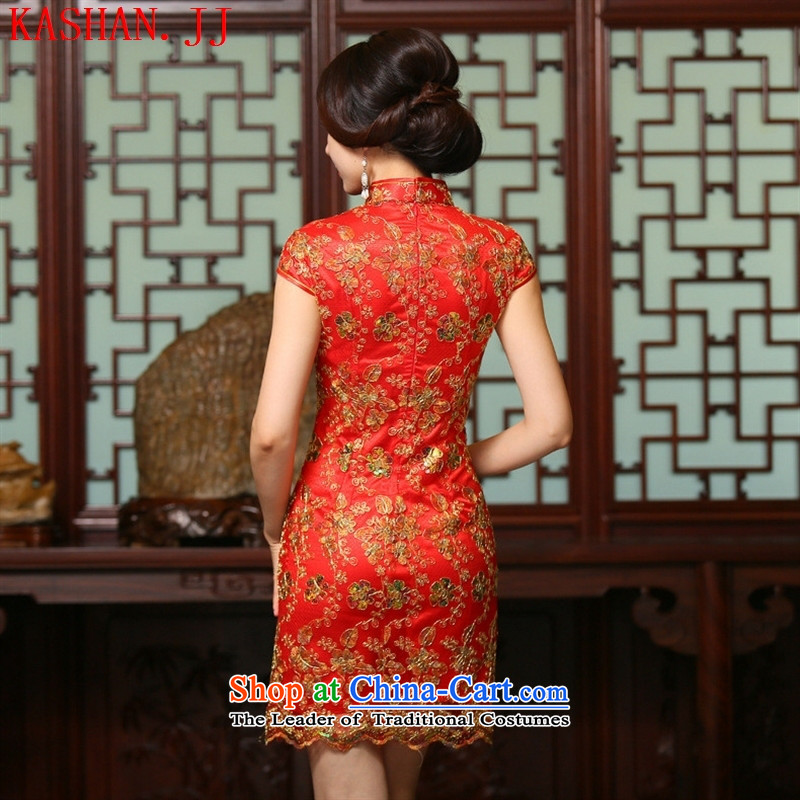 Mano-hwan's 2015 autumn and winter new improvement in, qipao qipao high on Lace Embroidery qipao's skirt XXL, red card Shan (KASHAN.JJ CHRISTMASTIME) , , , shopping on the Internet