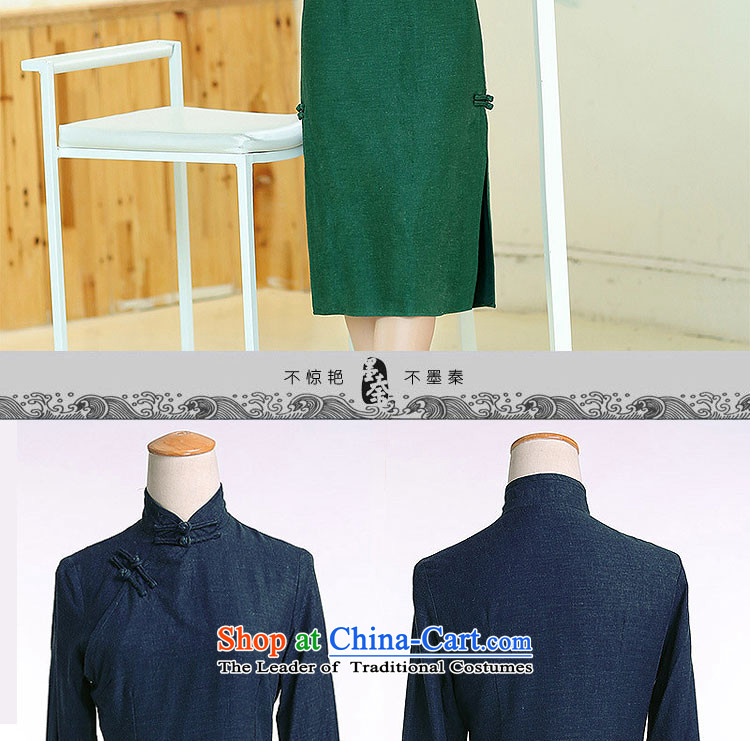 The qin designer original autumn and winter new cheongsam retro long cotton linen collar manually upgrading of solid color tie cheongsam dress mq1105012 navy blue qipao length , prices, picture XXL brand platters! The elections are supplied in the national character of distribution, so action, buy now enjoy more preferential! As soon as possible.