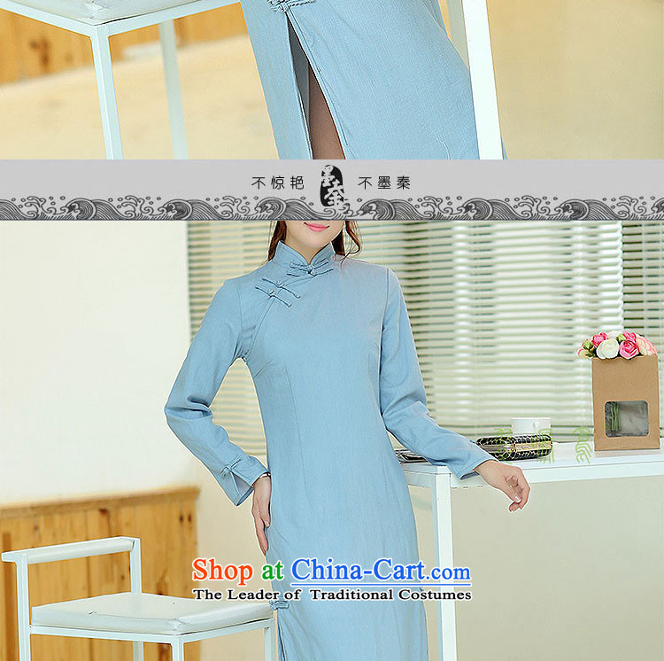 The qin designer original Fall/Winter Collections new cheongsam retro long cotton linen collar manually upgrading of solid color tie cheongsam dress mq1105017 lake blue qipao length , prices, picture XXL brand platters! The elections are supplied in the national character of distribution, so action, buy now enjoy more preferential! As soon as possible.