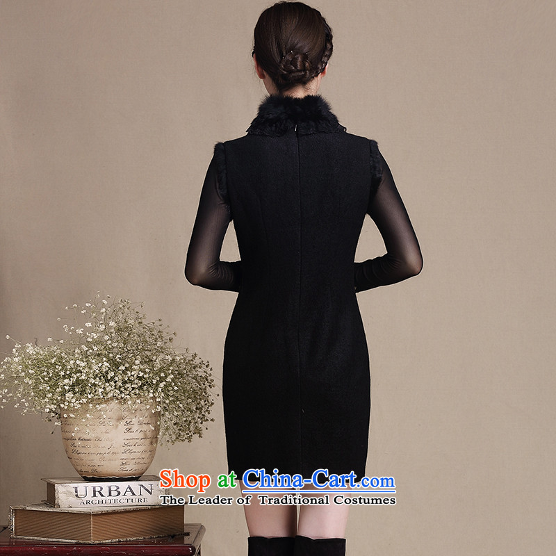 The 2015 autumn 歆 Valley Fall/Winter Collections for gross new skirt qipao Stylish retro Spangle Embroidery thick) Improved cheongsam dress Y3226 black ink, Ms. 歆 MOXIN () , , , shopping on the Internet