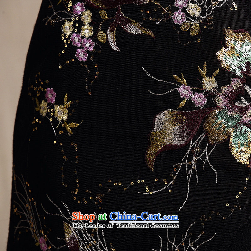 The 2015 autumn 歆 Valley Fall/Winter Collections for gross new skirt qipao Stylish retro Spangle Embroidery thick) Improved cheongsam dress Y3226 black ink, Ms. 歆 MOXIN () , , , shopping on the Internet