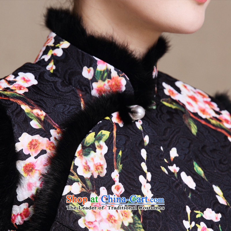 Recalling that the 2015 de ink 歆 cheongsam dress the new improved cheongsam dress of ethnic women in winter clothing cuff retro-thick hair color photo of Qipao Y5138 collar XL, ink (MOXIN 歆) , , , shopping on the Internet