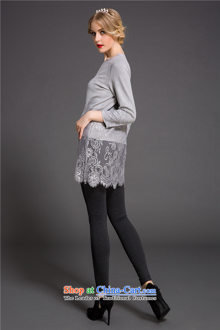 The main European site Fall 2015 for women western germany skin stitched lace in long-sleeved T-shirt, forming long gray shirt XL Photo, prices, brand platters! The elections are supplied in the national character of distribution, so action, buy now enjoy more preferential! As soon as possible.