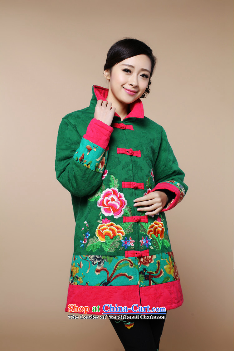 2015 WINTER female Korean version of the new trendy retro in long coat embroidered cotton coat two sets of Tang Dynasty will replace the girl kit 3XL green picture, prices, brand platters! The elections are supplied in the national character of distribution, so action, buy now enjoy more preferential! As soon as possible.