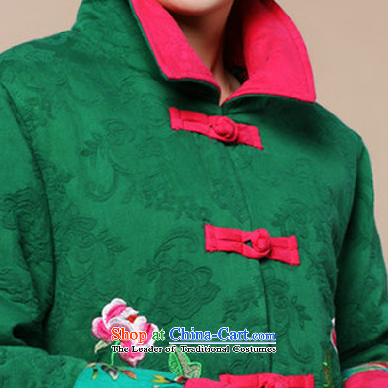 2015 Winter Female Korean version of the new trendy retro in long coat embroidered cotton coat two sets of Tang Dynasty will replace the girl kit 3XL, green (xiangzuo to , , , shopping on the Internet)