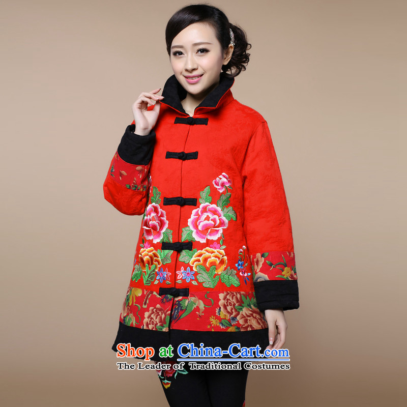 2015 Winter Female new Korean modern embroidery in long cotton swab two-piece set with Tang Dynasty Show Services female red t-shirt , L, and Asia (charm charm of Bali shopping on the Internet has been pressed.