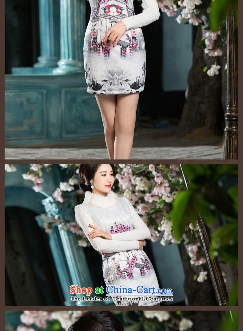 Eason Chan point new 2015 winter clothing improved Stylish retro hair for day-to-Folder cotton qipao skirt White M picture, prices, brand platters! The elections are supplied in the national character of distribution, so action, buy now enjoy more preferential! As soon as possible.