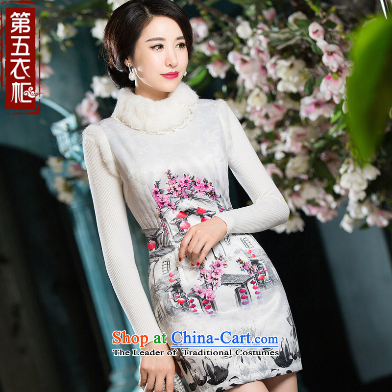 Eason Chan point new 2015 winter clothing improved Stylish retro hair for day-to-Folder cotton dress White M Yik qipao point , , , shopping on the Internet