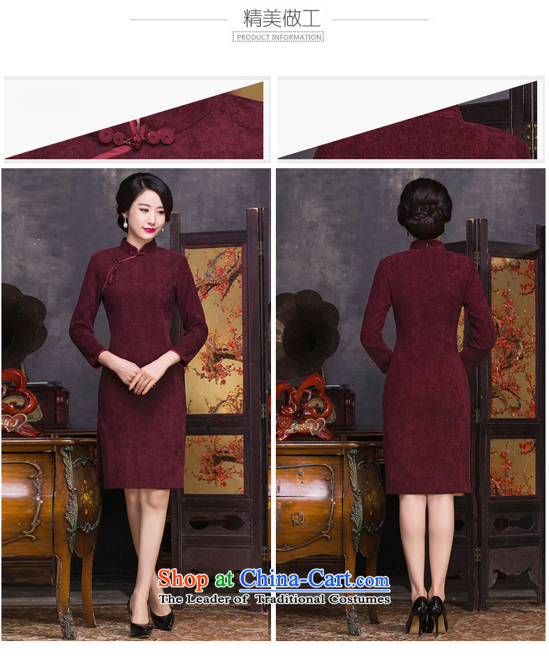 The cross-sa Mr corduroy cheongsam collar dresses autumn and winter new product literature and art nouveau improved 7 cuff cheongsam dress QD 314 dark red S picture, prices, brand platters! The elections are supplied in the national character of distribution, so action, buy now enjoy more preferential! As soon as possible.