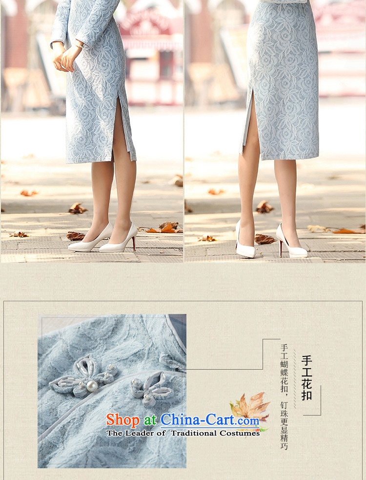 A Pinwheel Without Wind, idealistic ink 2015 Yat new autumn and winter improved retro in style qipao long long-sleeved gray blue qipao skirts Sau San XL Photo, prices, brand platters! The elections are supplied in the national character of distribution, so action, buy now enjoy more preferential! As soon as possible.