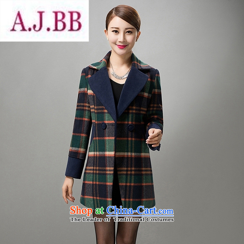Ms Rebecca Pun and fashion boutiques in older women cashmere overcoat autumn and winter new high-end wool coat large code? middle-aged moms with a green grid XXXXL,A.J.BB,,, shopping on the Internet
