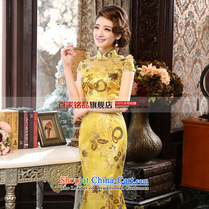 The new 2015 skirt qipao autumn and winter long bride bows clothing dresses marriage stylish Sau San dress gold XL  Suzhou shipment picture, prices, brand platters! The elections are supplied in the national character of distribution, so action, buy now enjoy more preferential! As soon as possible.