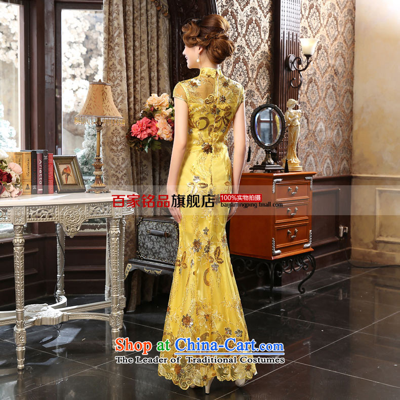 The new 2015 skirt qipao autumn and winter long bride bows clothing dresses marriage stylish Sau San dress gold XL  Suzhou shipment picture, prices, brand platters! The elections are supplied in the national character of distribution, so action, buy now enjoy more preferential! As soon as possible.