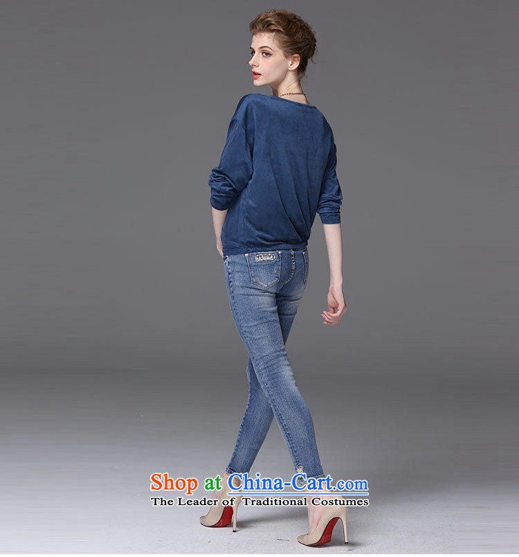 Memnarch 琊 Connie Shop 2015 Autumn new in Europe site stamp long-sleeved T-shirt with round collar female loose blue XL Photo, prices, brand platters! The elections are supplied in the national character of distribution, so action, buy now enjoy more preferential! As soon as possible.