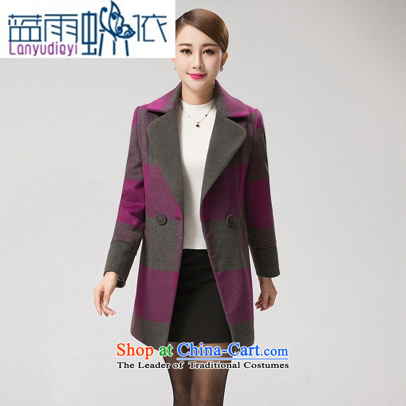 Ya-ting shop in older women cashmere overcoat autumn and winter new high-end wool coat large code? middle-aged moms with a yellow butterflies in blue rain XXXXXL, shopping on the Internet has been pressed.
