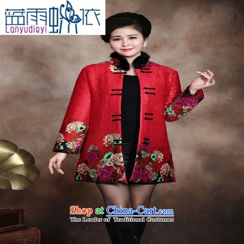 Ya-ting shop in older women Our autumn and winter clothing larger mother boxed Tang dynasty stamp cotton robe 40-50-year-old thick coat of red cotton coat XXXL recommendations about 160, blue rain butterfly according to , , , shopping on the Internet