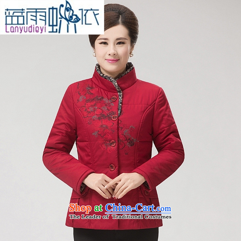 Ya-ting shop for winter new and old age are larger female COTTON SHORT stylish MOM pack for middle-aged cotton coat embroidered gross jacket in red XXL, blue rain butterfly according to , , , shopping on the Internet