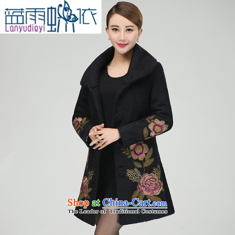 Ya-ting shop in older women for winter load Cashmere wool is mother coat jacket in large long thick cashmere wind jacket 5XL green