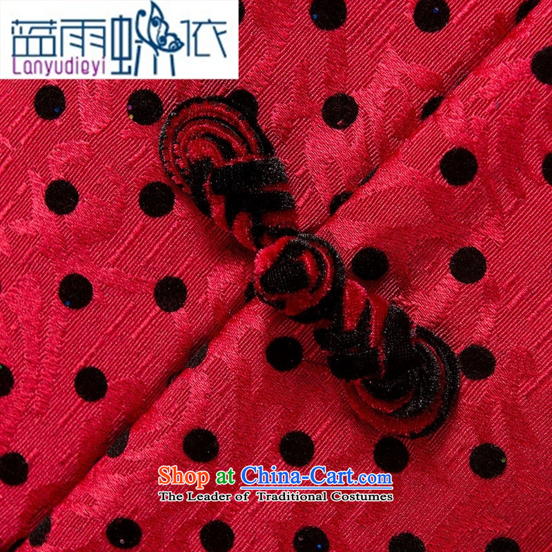 Ya-ting shops of older persons to intensify her grandmother robe replacing Tang dynasty cotton coat of older persons in the women's mom pack short of thick cotton picture color blue rain butterfly to 3XL, shopping on the Internet has been pressed.