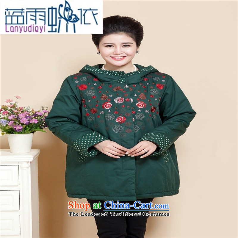 Ya-ting shop in older women Fall/Winter Collections extra load mother cotton coat jacket in long thick cotton grandma 200catty red-orange cotton coat 3XL recommendations 150 to 170 catties, blue rain butterfly according to , , , shopping on the Internet