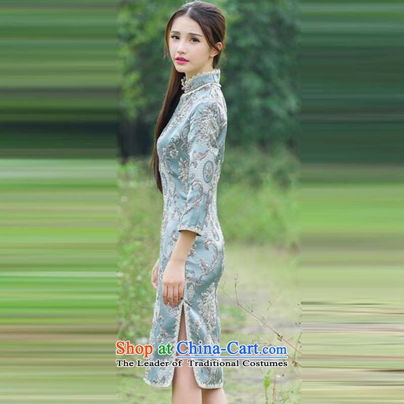Yuen Biao 2015 Olympic Jehovah Autumn and Winter Palace to spend the new 9/retro embroidery is pressed manually disc detained cheongsam dress 030 map color XL, saith Jehovah, Yuen Biao (H.A.B) , , , shopping on the Internet