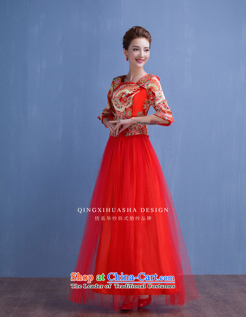 The feelings of Chinese New Year 2015 yarn of autumn and winter chinese red color bride wedding dress Sau Wo service long qipao bows large service 7 red S pictures, cuff price, brand platters! The elections are supplied in the national character of distribution, so action, buy now enjoy more preferential! As soon as possible.
