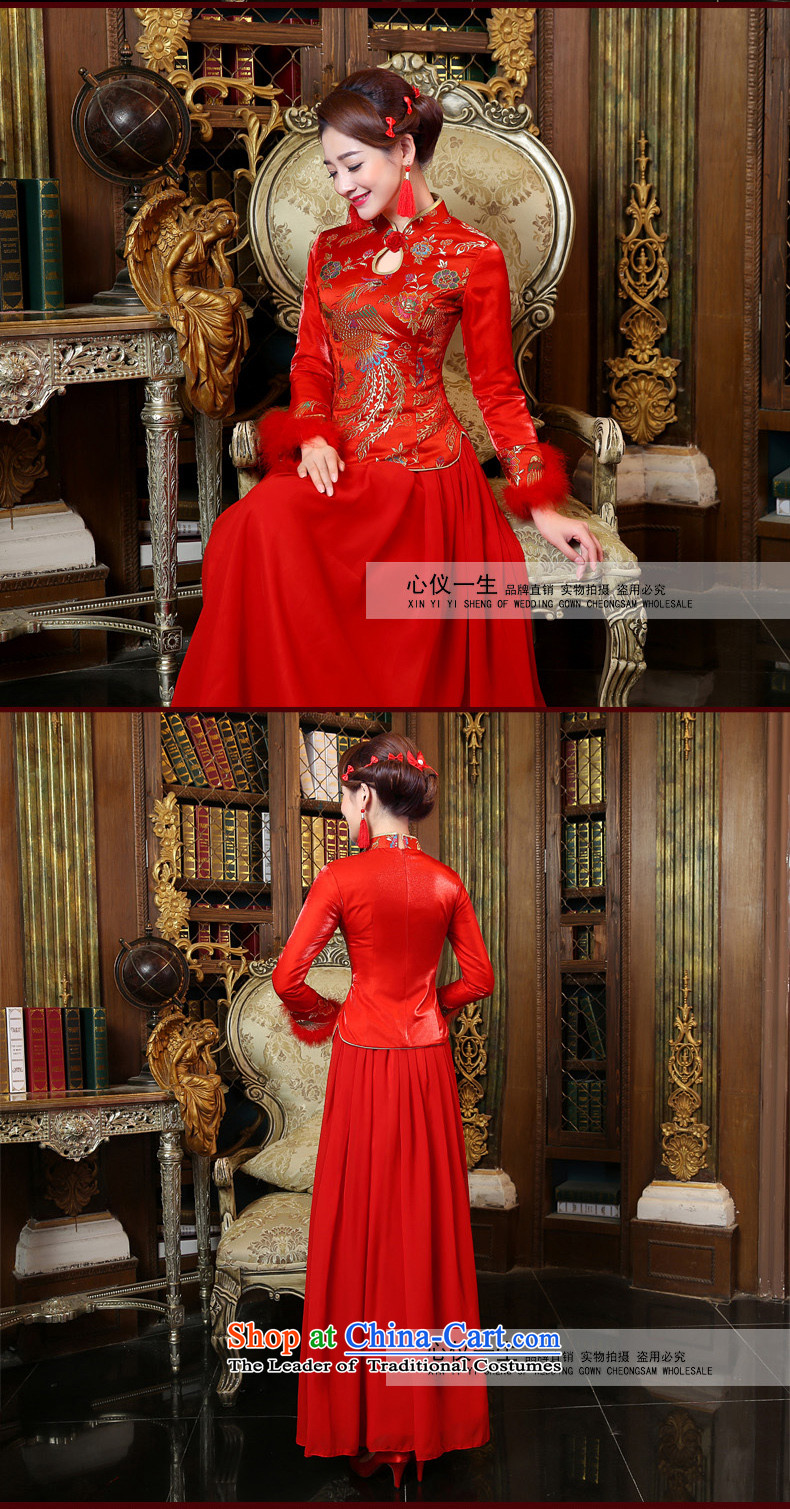 A heart is the bride wedding dress 2015 winter plus cotton new red marriage services improved long-sleeved stylish bows retro cheongsam dress long red L picture, prices, brand platters! The elections are supplied in the national character of distribution, so action, buy now enjoy more preferential! As soon as possible.