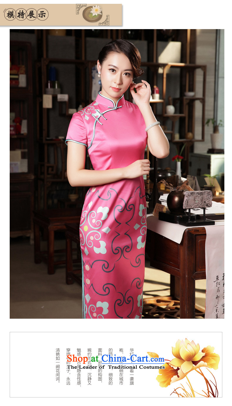 The Wu female red long Silk Cheongsam 2015 New Sau San heavyweight sauna silk cheongsam dress Fall/Winter Collections rose red S picture, prices, brand platters! The elections are supplied in the national character of distribution, so action, buy now enjoy more preferential! As soon as possible.