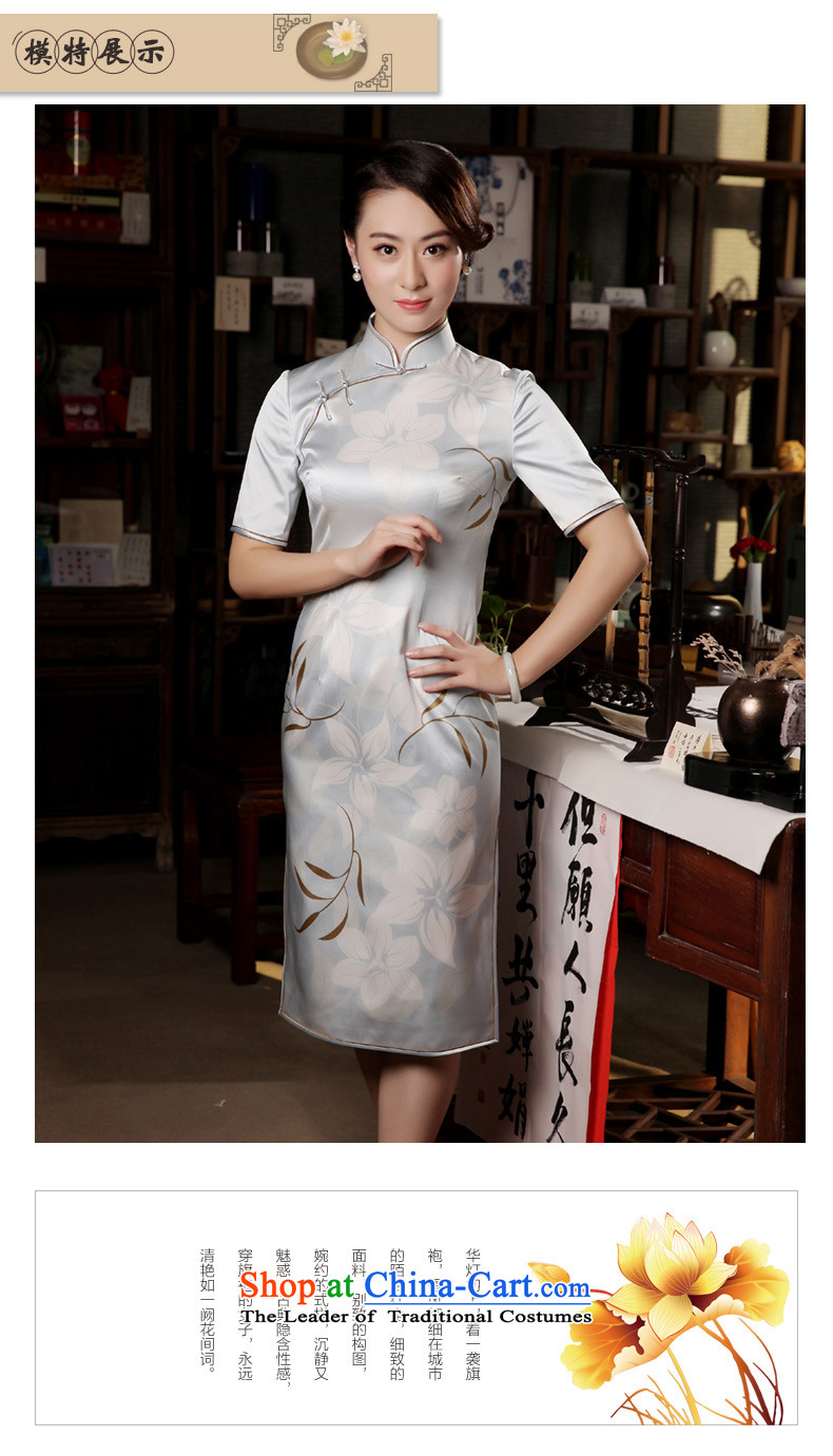 The Wu Female Red Silk Cheongsam, long-sleeved) 2015 Fall/Winter Collections New Silk Cheongsam dress sauna dresses silver gray S picture, prices, brand platters! The elections are supplied in the national character of distribution, so action, buy now enjoy more preferential! As soon as possible.