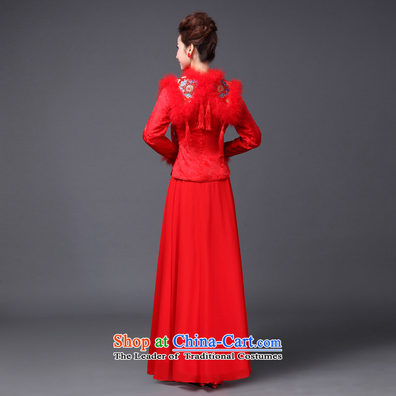 Jie mija bows Service Bridal Fashion 2014 new red wedding dresses in long-sleeved marriage evening dresses lace RED M Cheng Kejie mia , , , shopping on the Internet