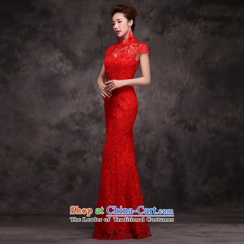 Jie Mija 2015 new bride services stylish married bows qipao spring long-sleeved red Chinese Dress long autumn and winter, short-sleeved red , L, Cheng Kejie mia , , , shopping on the Internet