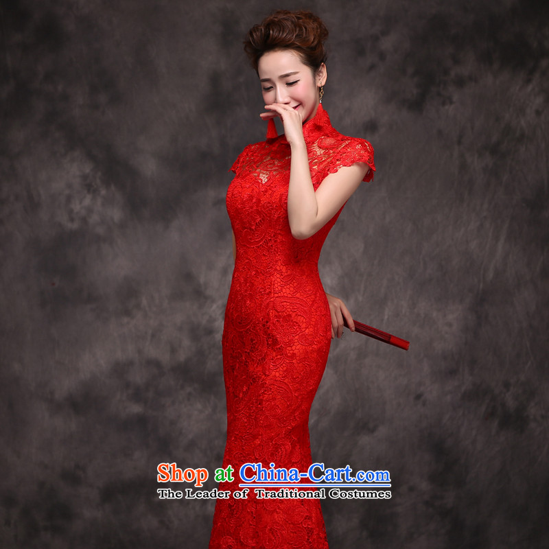 Jie Mija 2015 new bride services stylish married bows qipao spring long-sleeved red Chinese Dress long autumn and winter, short-sleeved red , L, Cheng Kejie mia , , , shopping on the Internet