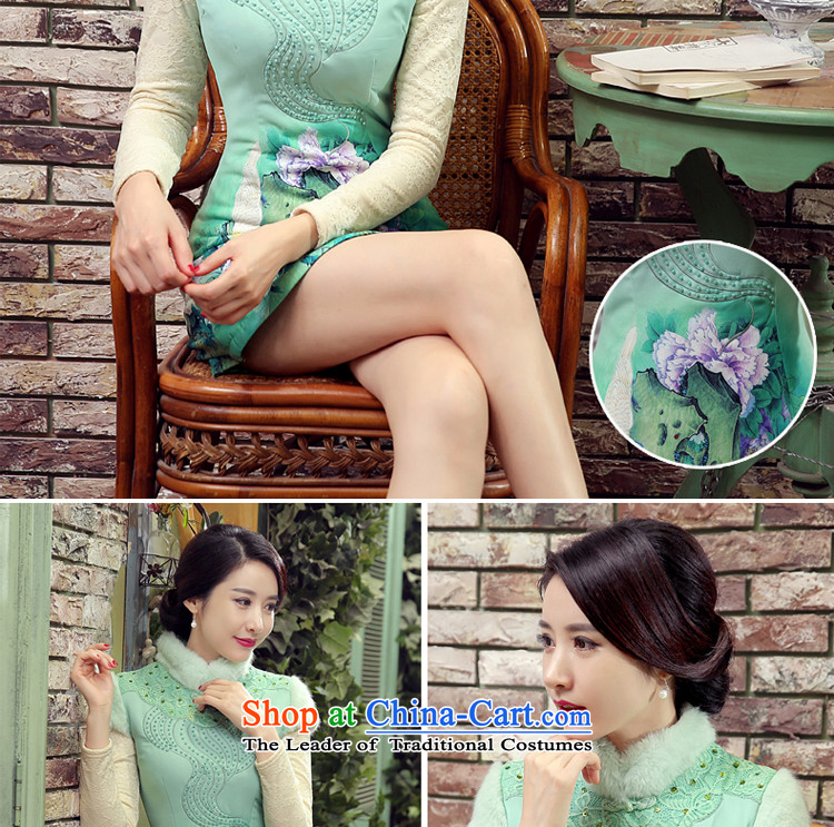 The pro-am cheongsam dress autumn and winter 2015 new improved warm modern-day large short, thin Ms. graphics dresses mint green 2XL Photo, prices, brand platters! The elections are supplied in the national character of distribution, so action, buy now enjoy more preferential! As soon as possible.
