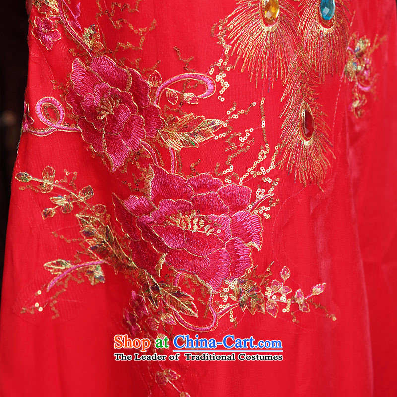 Name the new bride door marriage qipao retro long cheongsam red 253 S name services bows door bride shopping on the Internet has been pressed.