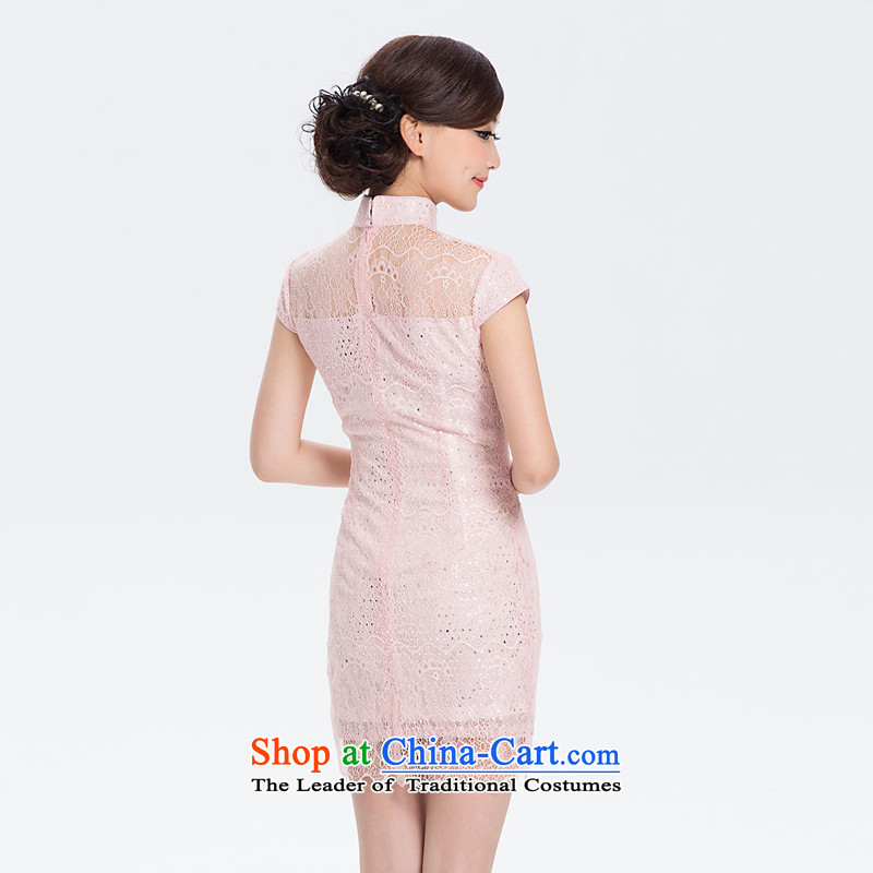 The elections as soon as possible after you get Yat lady improved Stylish retro lace qipao 2015 new improved cheongsam dress summer Pink Lady Yat L, , , , shopping on the Internet