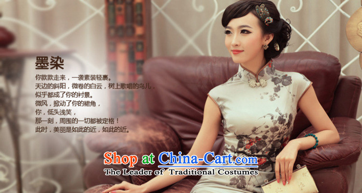 Love of birds ink stain spring 2015 new stylish upmarket Silk Cheongsam improved skirt QC236 CARBON S picture, prices, brand platters! The elections are supplied in the national character of distribution, so action, buy now enjoy more preferential! As soon as possible.