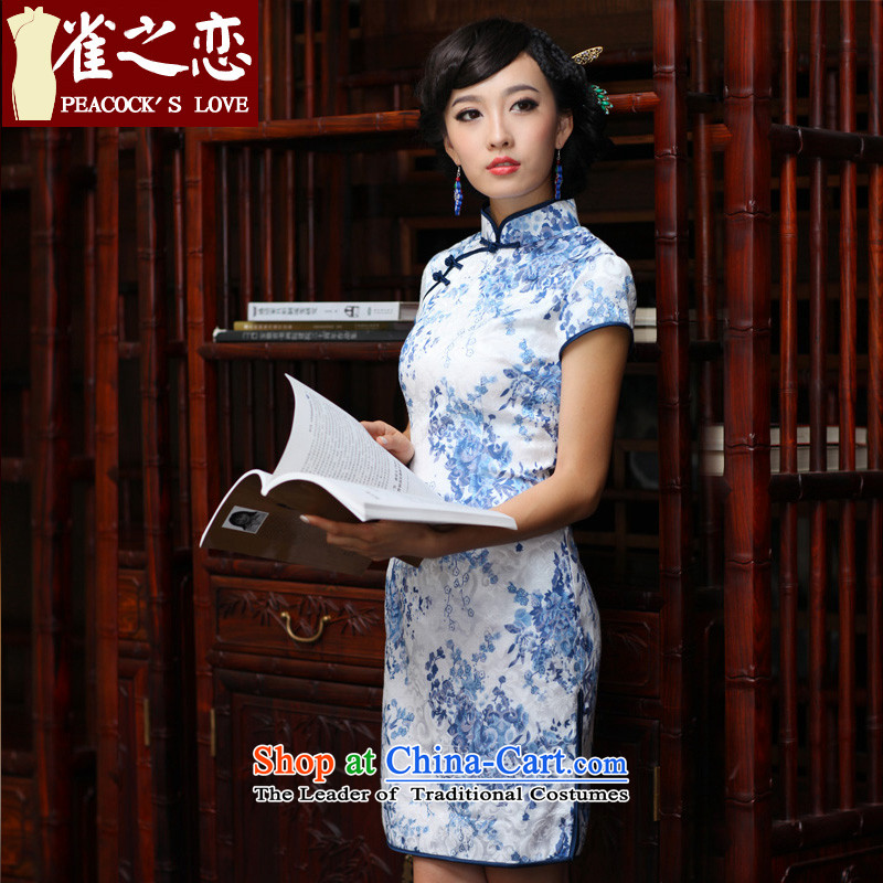 Love of birds porcelain decorated in spring 2015 seen wearing short of qipao dresses cheongsam dress QD024 daily figure S love of birds , , , shopping on the Internet