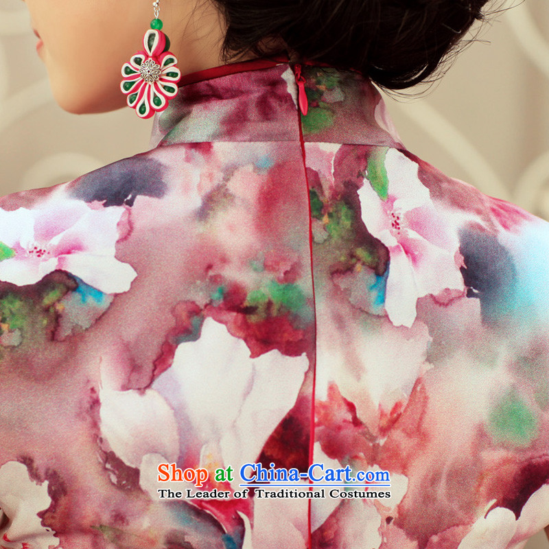 Love of birds dream for the Peach Blossom Spring, Spring 2015 new bubble cuff improved stylish Silk Cheongsam QD240 SUIT XL, love of birds , , , shopping on the Internet