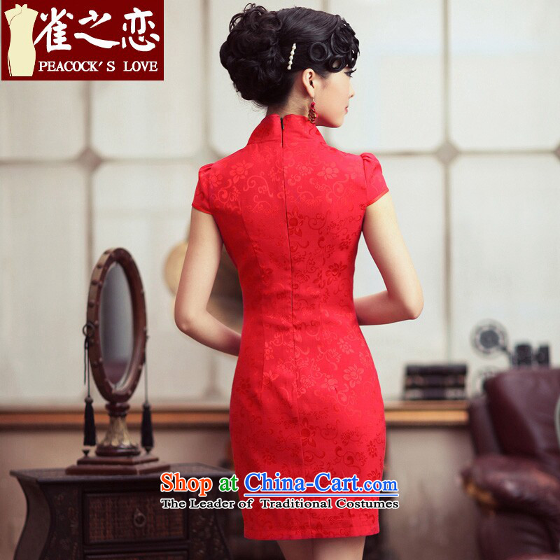 Love of birds marriages qipao stylish booking drill red improved cheongsam dress QD190 Red Birds of land has been pressed XL, online shopping