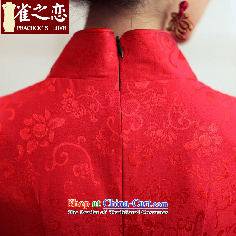 Love of birds marriages qipao stylish booking drill red improved cheongsam dress QD190 Red Birds of land has been pressed XL, online shopping