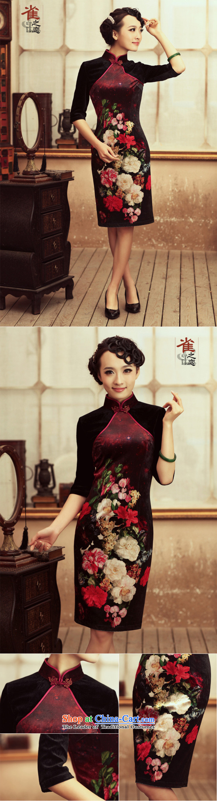 Love of birds of life by no means ended 2015 Spring New retro in style qipao cuff improved velvet long skirt L pictures, qipao price, brand platters! The elections are supplied in the national character of distribution, so action, buy now enjoy more preferential! As soon as possible.
