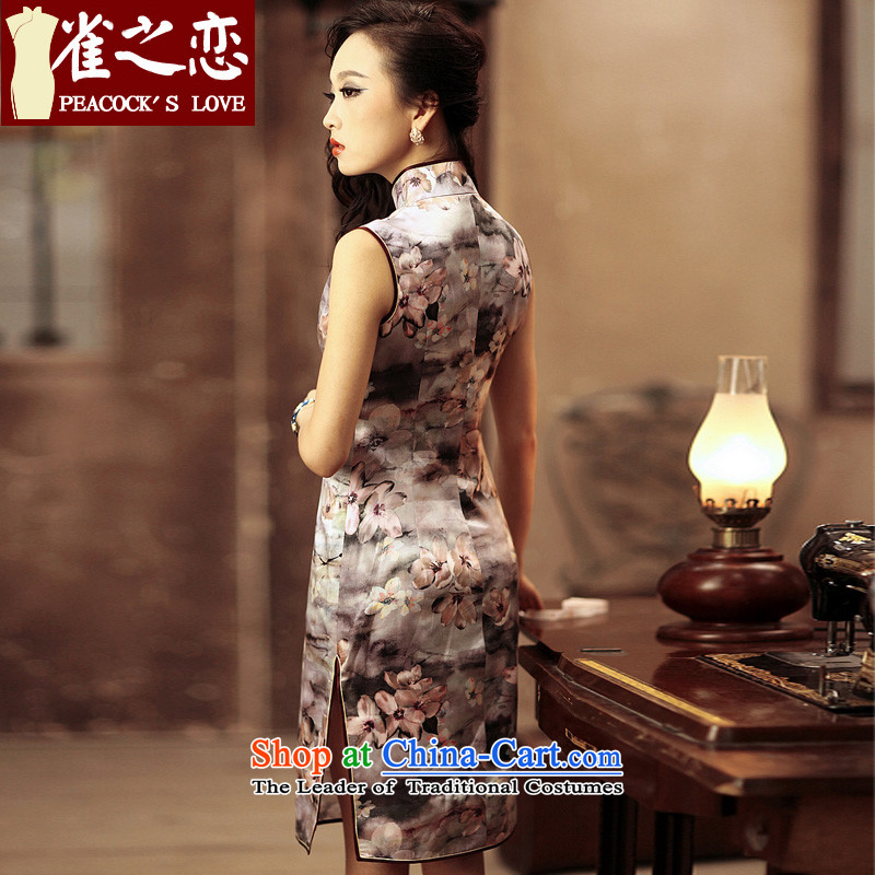 Love of birds silk cheongsam dress Sau San improved sleeveless daily short of Qipao QD184 figure XXL, love birds , , , shopping on the Internet