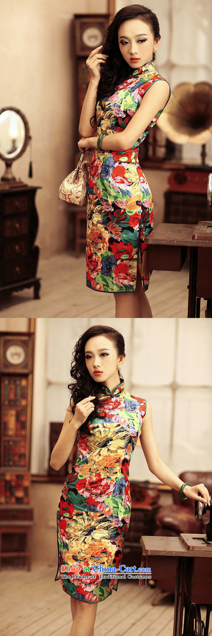 Love of birds, heavyweight silk cheongsam dress improved Stylish retro qipao QD183 sleeveless suit S picture, prices, brand platters! The elections are supplied in the national character of distribution, so action, buy now enjoy more preferential! As soon as possible.