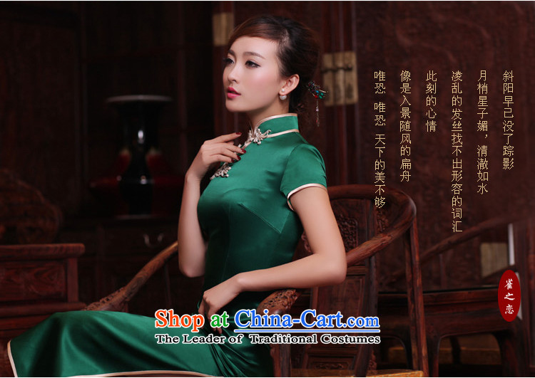 Love of birds green micro- Spring 2015 New Silk Cheongsam QD302 long short-sleeved green long XL-10 days pre-sale prices, pictures, brand platters! The elections are supplied in the national character of distribution, so action, buy now enjoy more preferential! As soon as possible.