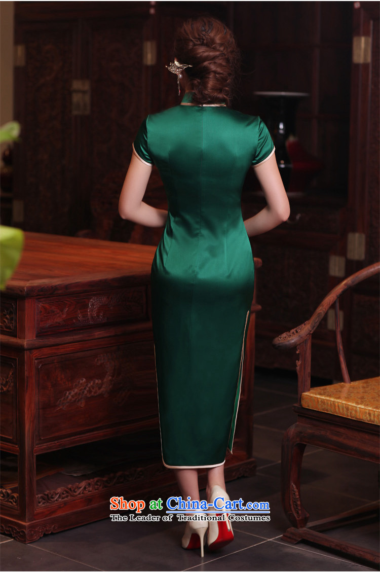 Love of birds green micro- Spring 2015 New Silk Cheongsam QD302 long short-sleeved green long XL-10 days pre-sale prices, pictures, brand platters! The elections are supplied in the national character of distribution, so action, buy now enjoy more preferential! As soon as possible.