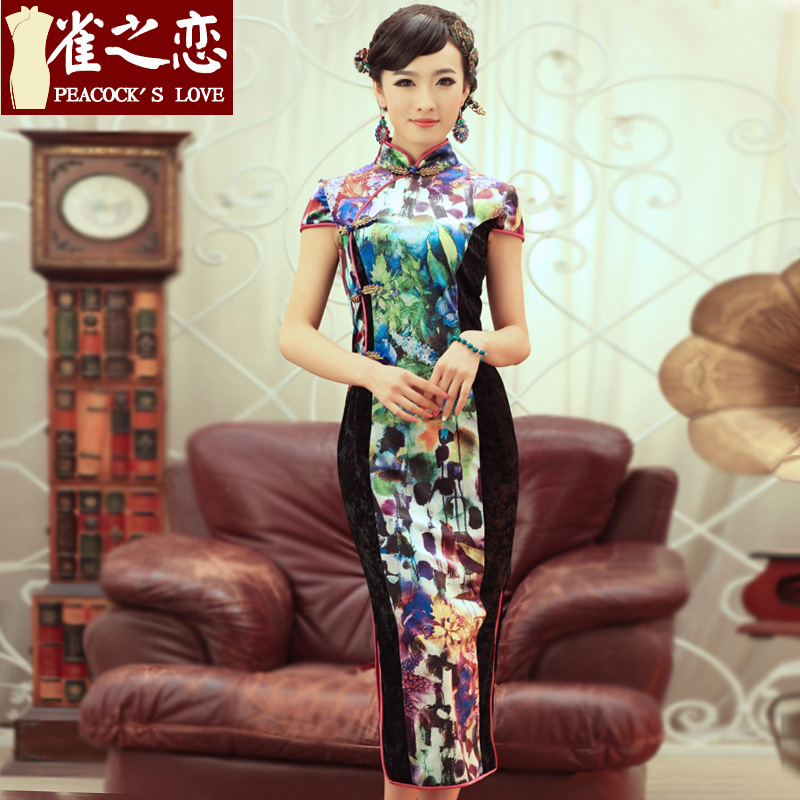 Love of birds image streaming, spring 2015 new long antique dresses QD243 scouring pads as shown S